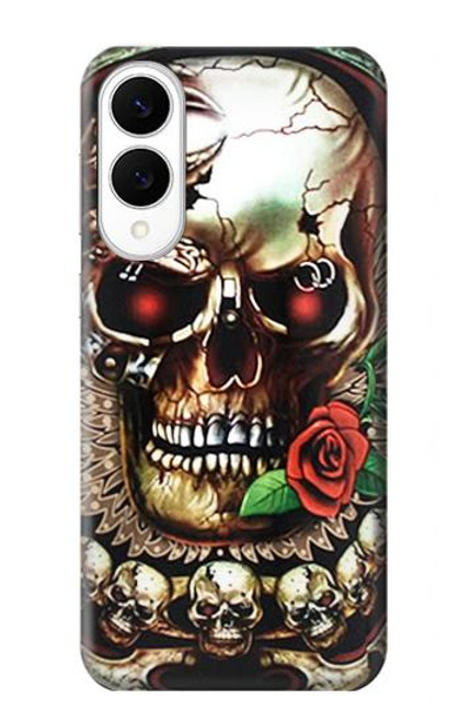 S0753 スカル 翼 バラ パンク Skull Wing Rose Punk Samsung Galaxy S25 Edge バックケース、フリップケース・カバー
