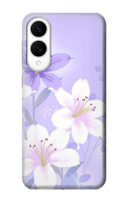 S2361 紫の花 Purple White Flowers Samsung Galaxy S25 Edge バックケース、フリップケース・カバー