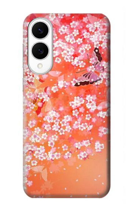 S2543 花柄の着物 Japanese Kimono Style Flower Pattern Samsung Galaxy S25 Edge バックケース、フリップケース・カバー