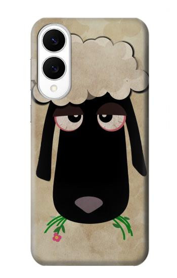 S2826 眠えない黒い羊 Cute Cartoon Unsleep Black Sheep Samsung Galaxy S25 Edge バックケース、フリップケース・カバー