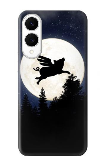 S3289 飛豚 満月 Flying Pig Full Moon Night Samsung Galaxy S25 Edge バックケース、フリップケース・カバー
