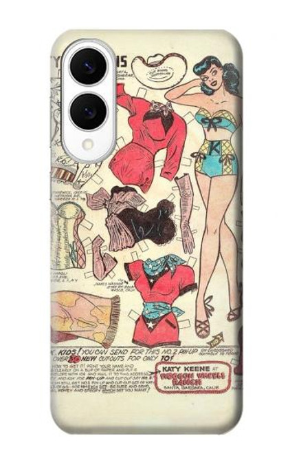 S3820 ヴィンテージ騎乗位ファッション紙人形 Vintage Cowgirl Fashion Paper Doll Samsung Galaxy S25 Edge バックケース、フリップケース・カバー