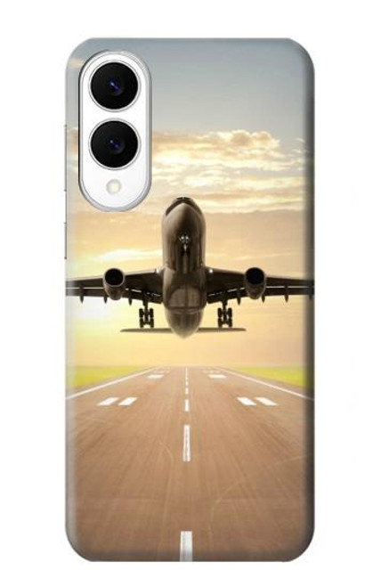 S3837 飛行機離陸日の出 Airplane Take off Sunrise Samsung Galaxy S25 Edge バックケース、フリップケース・カバー