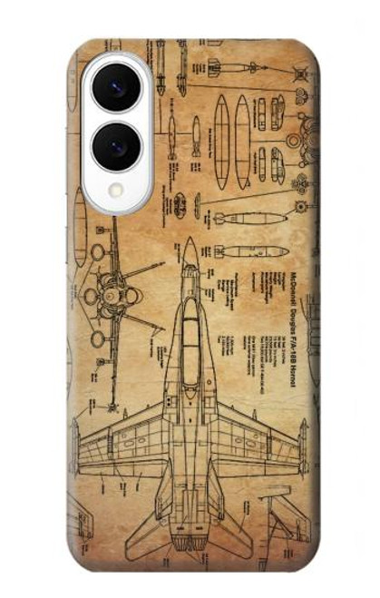 S3868 航空機の設計図の古い紙 Aircraft Blueprint Old Paper Samsung Galaxy S25 Edge バックケース、フリップケース・カバー