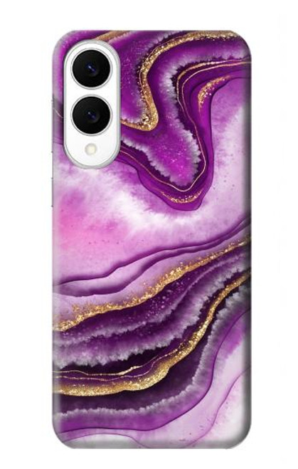 S3896 紫色の大理石の金の筋 Purple Marble Gold Streaks Samsung Galaxy S25 Edge バックケース、フリップケース・カバー