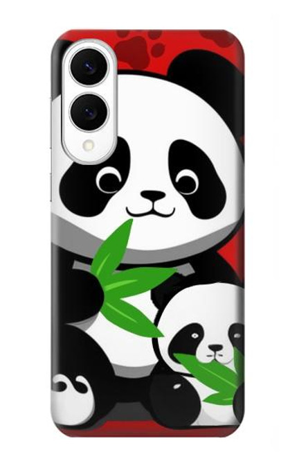 S3929 竹を食べるかわいいパンダ Cute Panda Eating Bamboo Samsung Galaxy S25 Edge バックケース、フリップケース・カバー