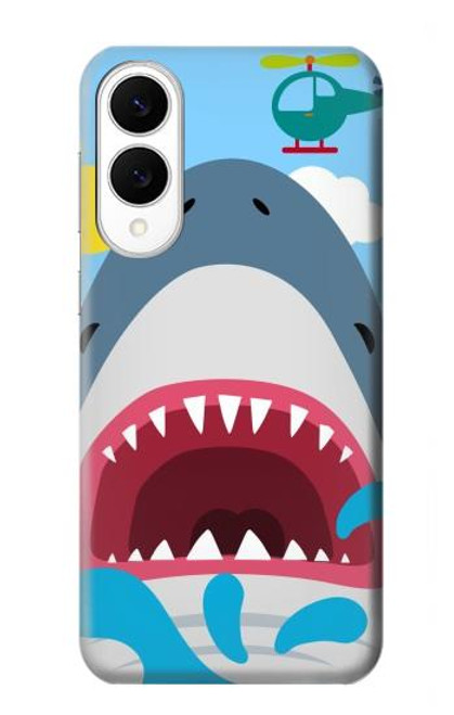 S3947 サメのヘリコプターの漫画 Shark Helicopter Cartoon Samsung Galaxy S25 Edge バックケース、フリップケース・カバー
