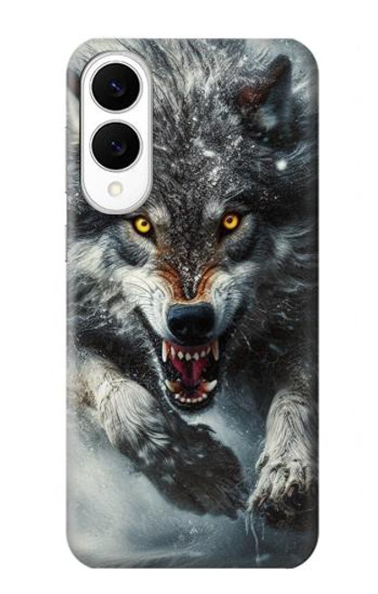 S3965 怒ったオオカミが走る Angry Wolf Running Samsung Galaxy S25 Edge バックケース、フリップケース・カバー