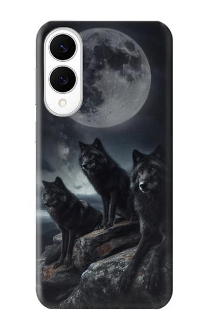 S3970 黒いオオカミの満月 Black Wolf Full Moon Samsung Galaxy S25 Edge バックケース、フリップケース・カバー