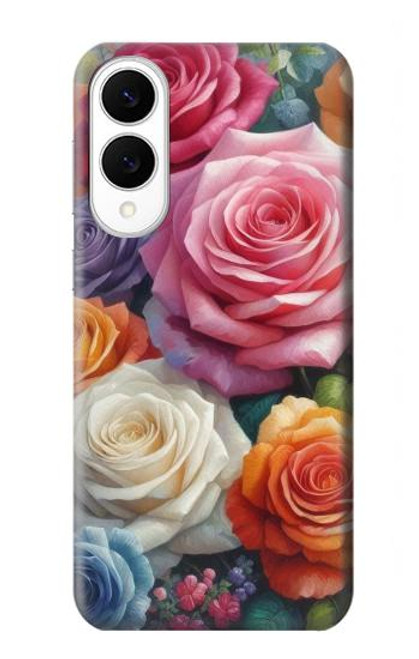 S3975 カラフルなバラの絵 Colorful Roses Painting Samsung Galaxy S25 Edge バックケース、フリップケース・カバー