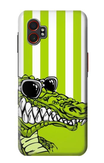 S2323 楽しい グリーンアリゲータークロコダイル Funny Green Alligator Crocodile Samsung Galaxy XCover7 Pro バックケース、フリップケース・カバー