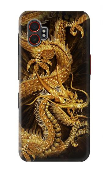 S2804 ゴールドドラゴンプリント Chinese Gold Dragon Printed Samsung Galaxy XCover7 Pro バックケース、フリップケース・カバー