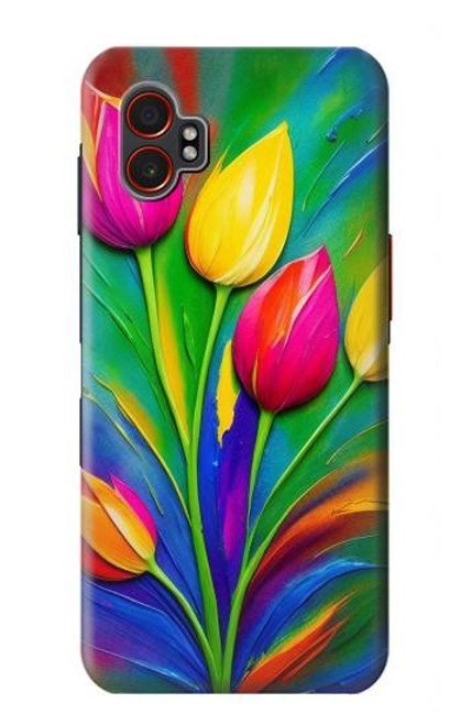 S3926 カラフルなチューリップの油絵 Colorful Tulip Oil Painting Samsung Galaxy XCover7 Pro バックケース、フリップケース・カバー
