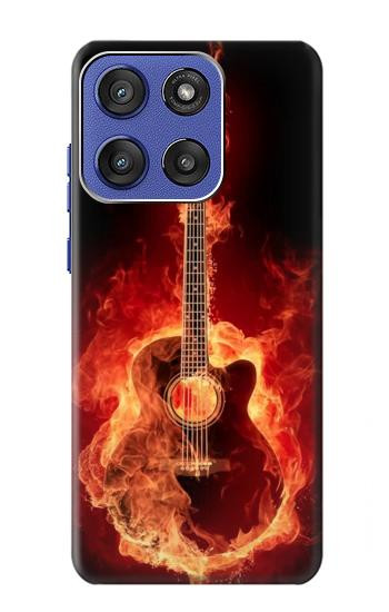 S0415 火ギター Fire Guitar Burn Motorola Moto G Stylus 5G (2025), Edge 60 Stylus バックケース、フリップケース・カバー
