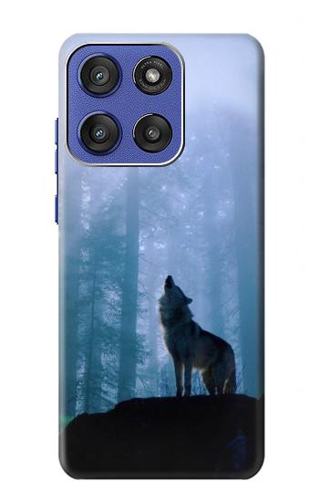S0935 森の中の野生オオカミのハウリング Wolf Howling in Forest Motorola Moto G Stylus 5G (2025), Edge 60 Stylus バックケース、フリップケース・カバー
