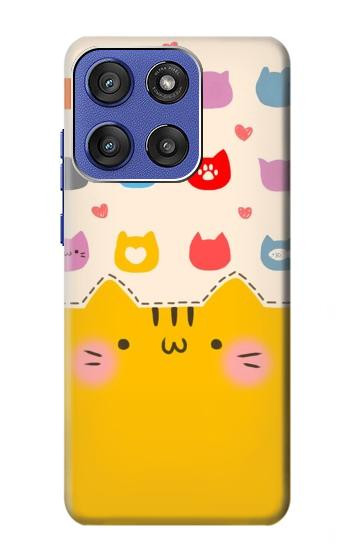 S2442 可愛い猫 漫画 Cute Cat Cartoon Funny Motorola Moto G Stylus 5G (2025), Edge 60 Stylus バックケース、フリップケース・カバー