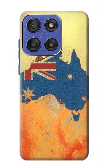 S2494 オーストラリア国旗地図ロックテクスチャ Australia Flag Map Rock Texture Motorola Moto G Stylus 5G (2025), Edge 60 Stylus バックケース、フリップケース・カバー