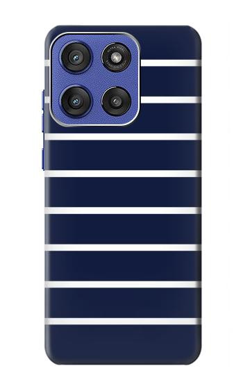 S2767 ネイビーホワイトストライプ Navy White Striped Motorola Moto G Stylus 5G (2025), Edge 60 Stylus バックケース、フリップケース・カバー