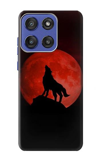 S2955 狼は赤月にハウリング Wolf Howling Red Moon Motorola Moto G Stylus 5G (2025,2026), Edge 60 Stylus バックケース、フリップケース・カバー