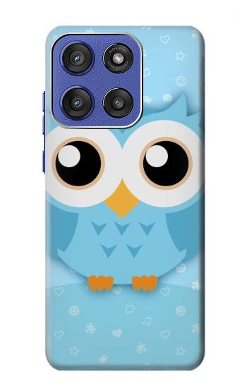 S3029 かわいい青いフクロウ Cute Blue Owl Motorola Moto G Stylus 5G (2025,2026), Edge 60 Stylus バックケース、フリップケース・カバー