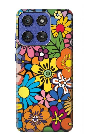 S3281 カラフルなヒッピーの花のパターン Colorful Hippie Flowers Pattern Motorola Moto G Stylus 5G (2025), Edge 60 Stylus バックケース、フリップケース・カバー