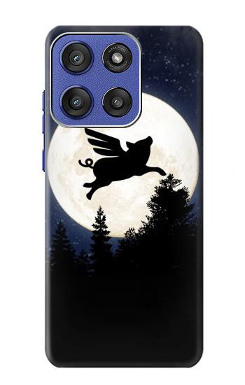 S3289 飛豚 満月 Flying Pig Full Moon Night Motorola Moto G Stylus 5G (2025,2026), Edge 60 Stylus バックケース、フリップケース・カバー