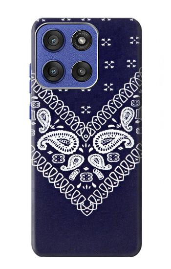 S3357 ネイビーブルーバンダナパターン Navy Blue Bandana Pattern Motorola Moto G Stylus 5G (2025), Edge 60 Stylus バックケース、フリップケース・カバー
