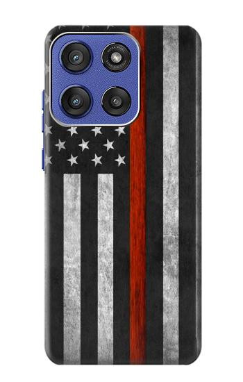 S3472 消防士細い赤線旗 Firefighter Thin Red Line Flag Motorola Moto G Stylus 5G (2025), Edge 60 Stylus バックケース、フリップケース・カバー