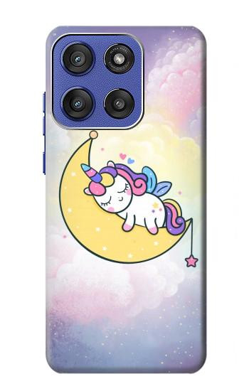 S3485 かわいい眠りユニコーン Cute Unicorn Sleep Motorola Moto G Stylus 5G (2025), Edge 60 Stylus バックケース、フリップケース・カバー
