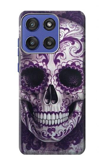 S3582 紫の頭蓋骨 Purple Sugar Skull Motorola Moto G Stylus 5G (2025), Edge 60 Stylus バックケース、フリップケース・カバー