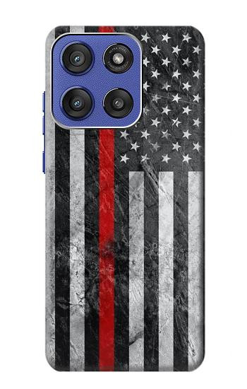 S3687 消防士細い赤い線アメリカの国旗 Firefighter Thin Red Line American Flag Motorola Moto G Stylus 5G (2025), Edge 60 Stylus バックケース、フリップケース・カバー