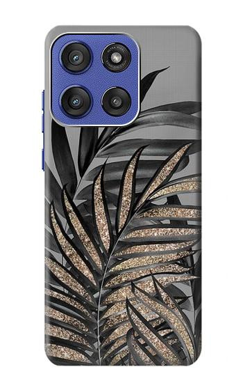 S3692 灰色の黒いヤシの葉 Gray Black Palm Leaves Motorola Moto G Stylus 5G (2025), Edge 60 Stylus バックケース、フリップケース・カバー