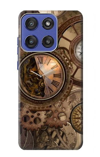 S3927 コンパスクロックゲージスチームパンク Compass Clock Gage Steampunk Motorola Moto G Stylus 5G (2025), Edge 60 Stylus バックケース、フリップケース・カバー