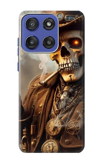 S3949 スチームパンクなスカルの喫煙 Steampunk Skull Smoking Motorola Moto G Stylus 5G (2025), Edge 60 Stylus バックケース、フリップケース・カバー