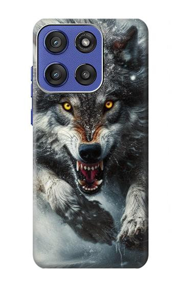 S3965 怒ったオオカミが走る Angry Wolf Running Motorola Moto G Stylus 5G (2025,2026), Edge 60 Stylus バックケース、フリップケース・カバー