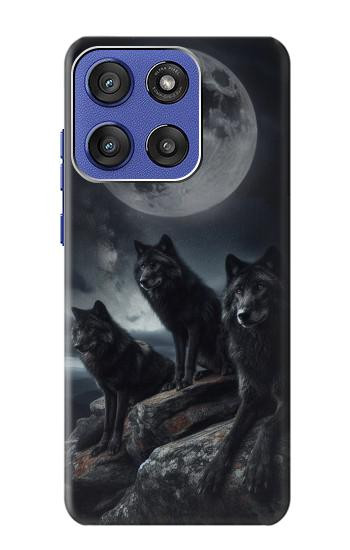 S3970 黒いオオカミの満月 Black Wolf Full Moon Motorola Moto G Stylus 5G (2025,2026), Edge 60 Stylus バックケース、フリップケース・カバー