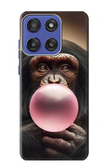 S3973 ピンクの風船ガムを吹くチンパンジー Chimpanzee Blowing Pink Bubblegum Motorola Moto G Stylus 5G (2025), Edge 60 Stylus バックケース、フリップケース・カバー