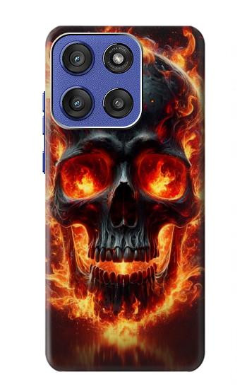S3986 火の頭蓋骨 Fire Skull Motorola Moto G Stylus 5G (2025,2026), Edge 60 Stylus バックケース、フリップケース・カバー