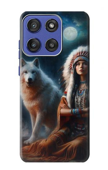 S3995 グリムウルフのインディアンガール Grim Wolf Indian Girl Motorola Moto G Stylus 5G (2025), Edge 60 Stylus バックケース、フリップケース・カバー