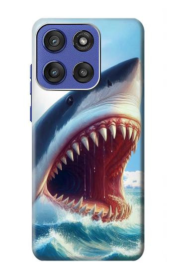 S4004 油絵 巨大サメ.jpeg Oil Color Painting Giant Shark.jpeg Motorola Moto G Stylus 5G (2025,2026), Edge 60 Stylus バックケース、フリップケース・カバー