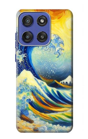 S4005 油絵 グレートウェーブ Oil Color Painting Great Waves Motorola Moto G Stylus 5G (2025), Edge 60 Stylus バックケース、フリップケース・カバー