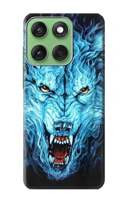 S0752 青火災狼 Blue Fire Grim Wolf Motorola Edge 60 バックケース、フリップケース・カバー