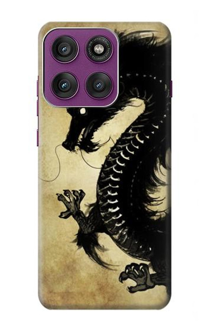 S1482 ブラックドラゴン絵画 Black Dragon Painting Motorola Edge 60 Pro バックケース、フリップケース・カバー