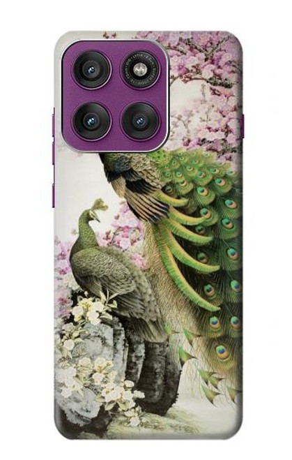 S2773 ピーコック中国の絵画 Peacock Chinese Brush Painting Motorola Edge 60 Pro バックケース、フリップケース・カバー