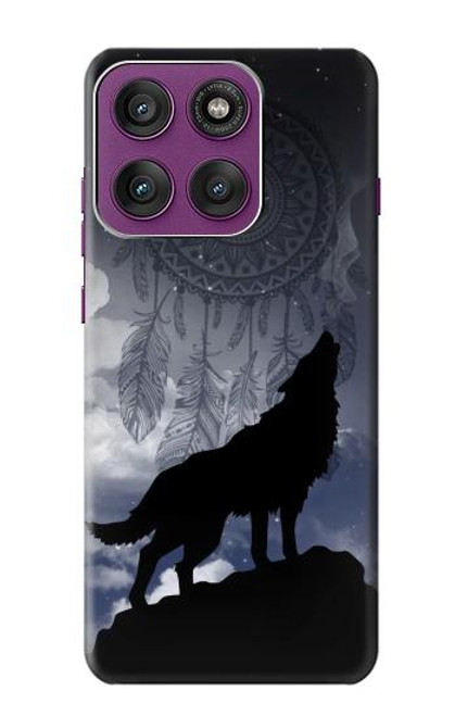 S3011 ドリームキャッチャーオオカミは 月にハウリング Dream Catcher Wolf Howling Motorola Edge 60 Pro バックケース、フリップケース・カバー
