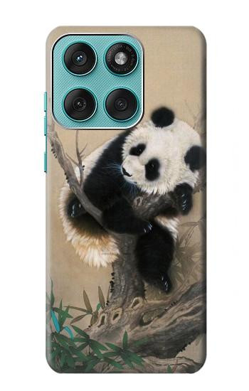 S2210 パンダふわふわアートの絵画 Panda Fluffy Art Painting Motorola Edge 60 Fusion バックケース、フリップケース・カバー