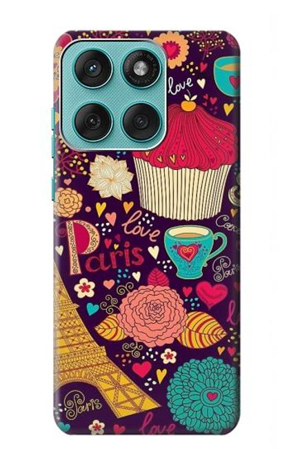 S2353 パリ漫画ヴィンテージのパターン Paris Cartoon Vintage Pattern Motorola Edge 60 Fusion バックケース、フリップケース・カバー
