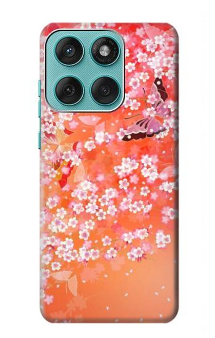S2543 花柄の着物 Japanese Kimono Style Flower Pattern Motorola Edge 60 Fusion バックケース、フリップケース・カバー