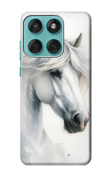 S4025 白馬の絵 White Horse Painting Motorola Edge 60 Fusion バックケース、フリップケース・カバー