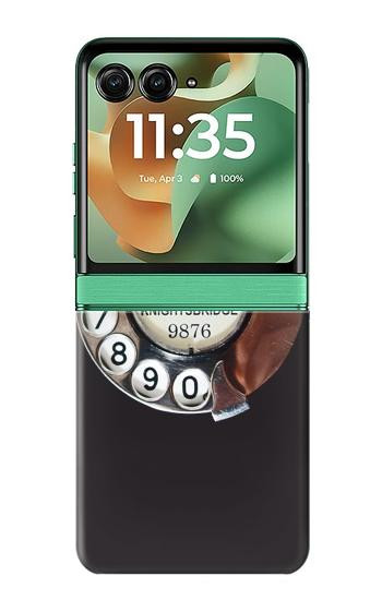 S0059 レトロなダイヤル式の電話ダイヤル Retro Rotary Phone Dial On Motorola Razr 60, Razr 2025 バックケース、フリップケース・カバー